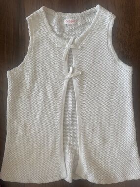 Cat & Jack White Knit Tie-Front Vest